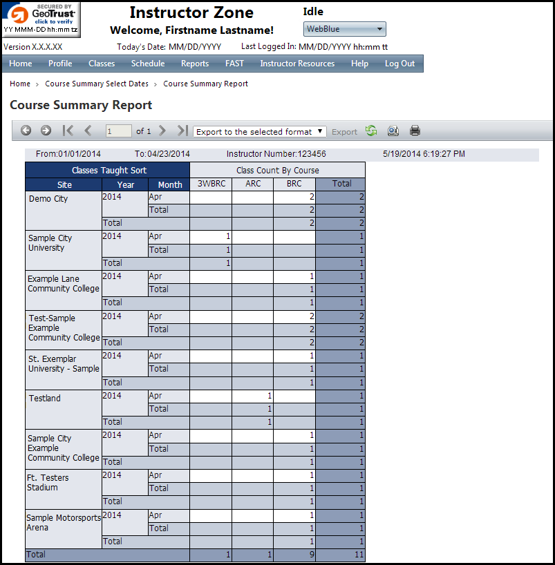 CourseSummaryReport